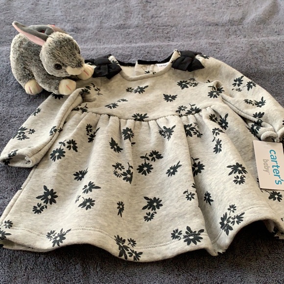 NWT, Girls, Carter’s, Super Cute, Warm & Soft, Black & Gray Dress, 3-6M - Picture 3 of 7